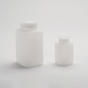 Neutral colored rectangular graduated HDPE bottles