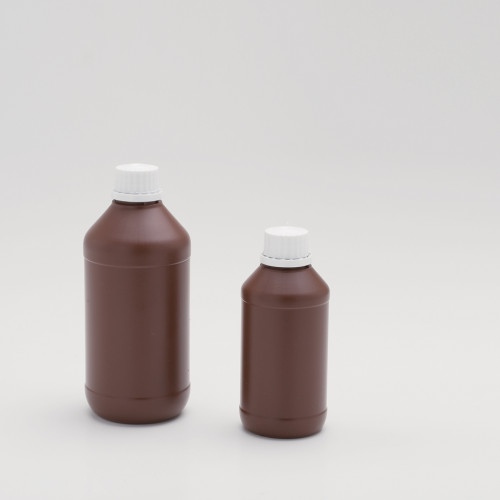 Brown polyethylene bottles with screw cap