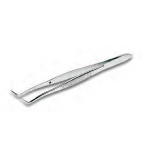 Curved tweezers with stainless steel guide